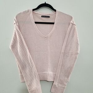 Abercrombie & Fitch Light Pink V-Neck Cropped Sweater